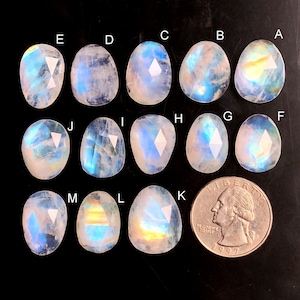 Selected Rainbow Moonstone Rose Cut Gemstone, Blue Fire Moonstone Rose Cut Gemstone For Necklace Jewelry, Cat's Eye Fire Moonstone LOT-408