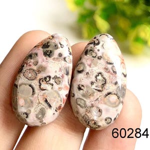 Par de pendientes de jaspe de piel de leopardo con cabujón, piedra preciosa semipreciosa natural para hacer joyas, pares de pendientes, regalo de joyería para ella