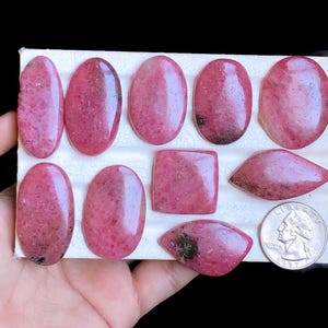 Cabochon de rhodonite sélectionnée, pierre semi-précieuse naturelle pour la fabrication de bijoux, colliers et pendentifs ethniques en rhodonite LOT-56