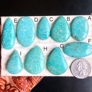 Cabochons d'amazonite sélectionnés, pierre semi-précieuse naturelle pour la fabrication de bijoux, bijoux faits main enroulés de fil d'amazonite LOT-113