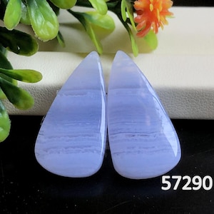 Paire de boucles d'oreilles dentelle bleue en agate cabochon, Paires de pierres semi-précieuses naturelles pour la fabrication de boucles d'oreilles, Cabochons de cabochon, Boucles d'oreilles dentelle en agate