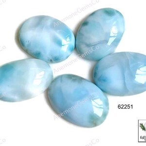 Larimar cabochon 12-19 mm 5 stuks veel losse edelsteen, mooie ovale vorm, sky larimar, blikkerige larimar cabochon 62251