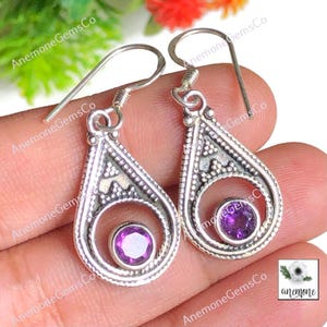Amethyst Gemstone Earring, 925 Sterling Silver Earring, Handmade Earring, Statement Earring, Natural gemstone Jewelry, Dainty Jewelry
