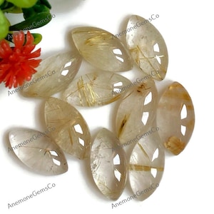 Gouden rutiel 8X16mm Marquise vorm cabochon, gekalibreerde semi-kostbare losse edelsteen 10 stuks veel voor het maken van sieraden, meditatiekristal