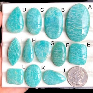 Cabochons d'amazonite sélectionnés, pierre semi-précieuse naturelle pour la fabrication de bijoux, cristal de guérison d'amazonite pour bijoux faits main LOT-403