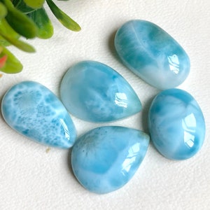 5 stuks Larimar Cabochon, 100% natuurlijke Larimar losse edelsteen, mooie peervorm, Sky Larimar, Tinny Larimar Cabochon, Big Size Larimar. L10