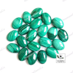 5 pcs Malachite 10x14mm Cabochon, CALIBRATED Oval Shape Natural Malachite Gemstone for Jewellery making, Malachite Handmade Jewelry