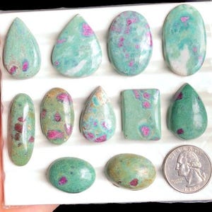 Cabochon di rubino e fucsite selezionato, pietra semipreziosa naturale per la creazione di gioielli, gioielli con pietra curativa in rubino e fucsite, LOTTO 446
