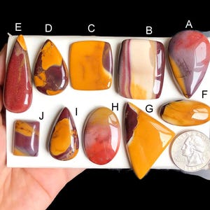 Cabochons en jaspe Mookaite, Pierre semi-précieuse naturelle pour la fabrication de bijoux, Bijoux artisanaux en jaspe Mookaite LOT-207