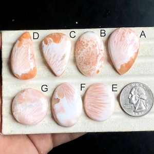 Cabochon en scolécite rose sélectionné, pierre semi-précieuse naturelle pour la fabrication de bijoux, pendentifs enveloppés de fil de scolécite LOT 93