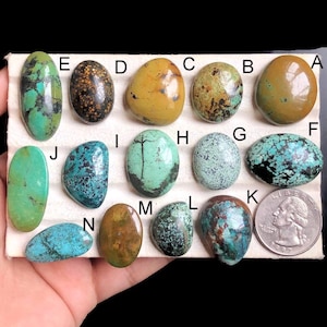 Cabochon de pierres précieuses turquoise sélectionnées, pierre semi-précieuse naturelle pour bijoux bohème, style sud-ouest et conceptions artisanales LOT-67