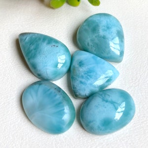 Larimar cabochon Lot van 5 stuks, natuurlijke larimar cabochon, larimar ring-Larimar-hangers-Larimar-steen: voor het maken van sieraden. L7