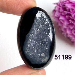 Cabujón druzy de ónix negro, piedra preciosa semipreciosa natural para hacer joyas, joyas hechas a mano, piedra preciosa curativa