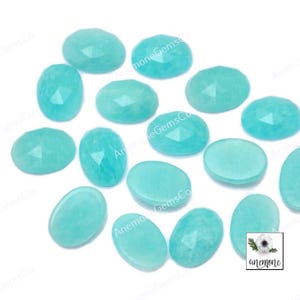 Amazoniet ovaal 10 x 14 mm gefacetteerde edelsteen, 10 stuks veel Amazoniet Rosecut voor ringen en sieraden maken, boho-sieraden