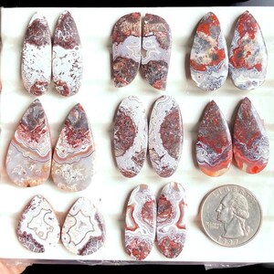 Sélection de paires de boucles d'oreilles en dentelle folle en agate, pierres précieuses semi-précieuses naturelles en vrac pour bijoux, boucles d'oreilles de style bohème bijoux LOT-261