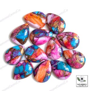 Cuivre turquoise rose mohave 13 x 18 mm, Pierres précieuses calibrées en forme de poire pour la fabrication de bijoux, Bijoux turquoise huître rose