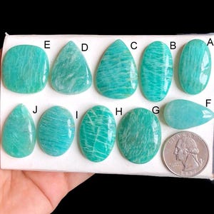 Cabochons d'amazonite sélectionnés, pierre semi-précieuse naturelle pour la fabrication de bijoux, bijoux enveloppés de fil de fer poli à la main en amazonite LOT-214