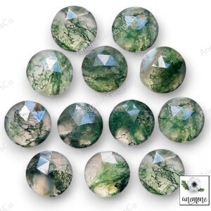 Ágata musgosa verde talla rosa, 6 mm, 7 mm, 8 mm, 9 mm, 10 mm, 11 mm, 12 mm, paquete de 10 piezas, cabujón facetado de ágata musgosa de alta calidad con corte rosa para fabricación de joyas