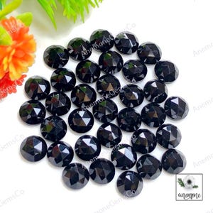 Spinelle noir à facettes 6 mm de forme ronde, pierre semi-précieuse naturelle taillée en rose pour bijoux, bijoux en cristal de puissance spinelle noir