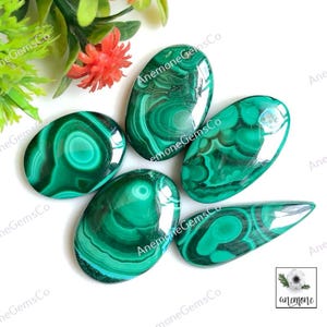 Malachietcabochon, 20-28 mm gemengde vorm, ongeveer 5 stuks zoals op afbeelding, malachietedelsteen van hoge kwaliteit voor ketting, ambachtelijke sieraden 62452