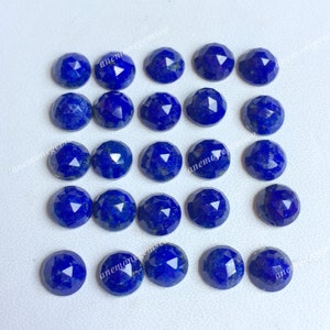 Cabujón redondo con corte de lapislázuli de 5 mm, paquete de 10 piezas Hermoso cabujón de forma redonda de lapislázuli para la fabricación de joyas