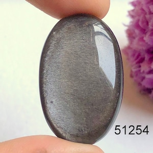 Cabujón de obsidiana con brillo plateado de increíble calidad, piedra preciosa de obsidiana natural para hacer joyas con piedras preciosas, cabujón hecho a mano, cristal de poder