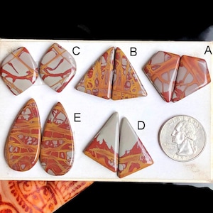 Paires de boucles d'oreilles en jaspe Noreena sélectionnées, cabochon, pierre semi-précieuse naturelle pour bijoux, boucles d'oreilles faites main style sud-ouest LOT - 114