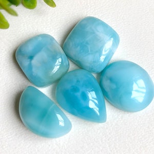 5 stuks Larimar Cabochon, Natuurlijke Larimar Cabochon Lot, Groothandel Lot Dominicaanse Larimar, Designer Larimar Losse Edelsteen. L8