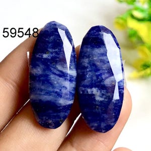 Paires de boucles d'oreilles à facettes en jaspe sodalite, pierres précieuses naturelles semi-précieuses taillées en rose pour la fabrication de boucles d'oreilles, bijoux de boucles d'oreilles en sodalite