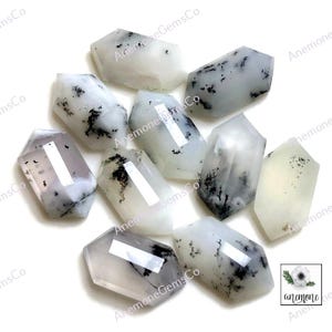 Dendriet-opaal gefacetteerd getrapt zeshoekige vorm Lot 10 x 20 mm, 10 stuks dendritische opaal losse edelsteen voor het maken van sieraden