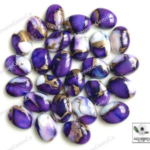 Kingman Purple Rose Dahlia Mohave koperturkoois ovale cabochon veel, koperturkoois cabochon veel, GEKALIBREERDE Pear Spiny Oyster