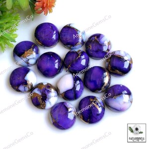 Kingman Purple Rose Dahlia Mohave koperturkoois, 12 mm GEKALIBREERDE cabochon met ronde vorm, koperturkoois handgemaakte sieraden