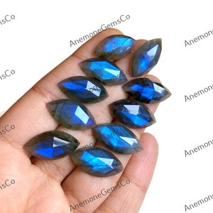 Lote em forma de marquise facetada de labradorita azul 10x20mm Pedra preciosa solta calibrada de corte rosa labradorita para fazer joias, joias de estilo ocidental
