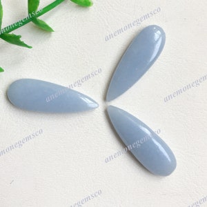 Angelite liscia a pera Briolette, 30 x 10 mm Pietra preziosa naturale Angelite per la creazione di gioielli fai da te