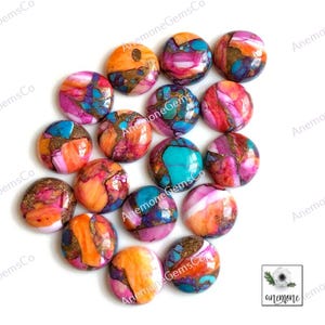 15 mm roze mohave koperturkoois cabochon, gekalibreerde ronde mojave stekelige oesterturkoois voor sieraden maken, turkoois ambachtelijke sieraden