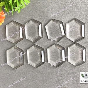 Bergkristal 13 x 18 mm zeshoekige edelsteen, 10 stuks veel natuurlijke kwarts stapgeslepen glad gepolijste platte achterkant edelsteen voor het maken van sieraden
