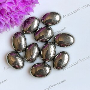 パイライト宝石カボション、10 x 14 mm 天然半貴石宝石 10 個ロット、ハンドメイドカボション、誕生石ジュエリー、保護クリスタル