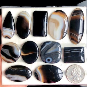 Selected Banded Agate Cabochons, Natural Banded Agate Gemstone for Jewelry Making, Hand Polished Loose Gemstone For Jewelry  LOT- 401