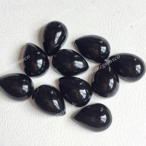 Zwarte onyx peervorm cabochon 14x10x6 mm, verpakking van 10 stuks mooie zwarte onyx peervorm cabochon voor het maken van sieraden