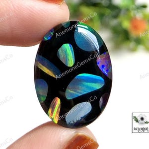 Cabochon di opale aurora, forma ovale, pietra preziosa di opale aurora etiope Welo Fire, pietra preziosa a fondo piatto con macchie di opale per la creazione di gioielli