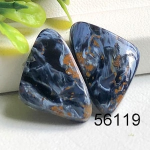Paires de boucles d'oreilles piétersite avec cabochons de pierres précieuses en vrac, pierre semi-précieuse naturelle pour la fabrication de boucles d'oreilles, pierre précieuse cicatrisante piétersite