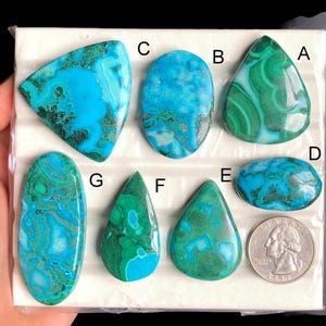 Cabochon chrysocolle en malachite sélectionnée, pierre semi-précieuse naturelle de guérison pour la fabrication de bijoux, bijoux d'emballage en fil de malachite LOT-271