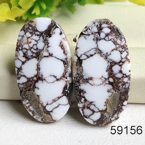 Cabochon de paire de boucles d'oreilles en pierre de cheval sauvage, paires de pierres semi-précieuses naturelles pour la fabrication de boucles d'oreilles, cadeau de boucles d'oreilles bijoux en jaspe pour elle