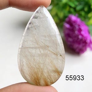 Cabochão de quartzo rutilo dourado, pedra preciosa semipreciosa natural para fabricação de joias, joias com pedra de nascimento, cristal de proteção