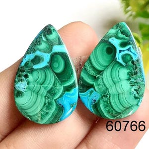 Paires de boucles d'oreilles en malachite et chrysocolle, Paires de pierres semi-précieuses naturelles pour la fabrication de boucles d'oreilles, Bijoux de boucles d'oreilles faits main en chrysocolle
