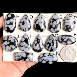 Cabochon en jaspe flocon de neige sélectionné, pierre semi-précieuse naturelle pour la fabrication de bijoux, bijoux faits main en jaspe LOT-69