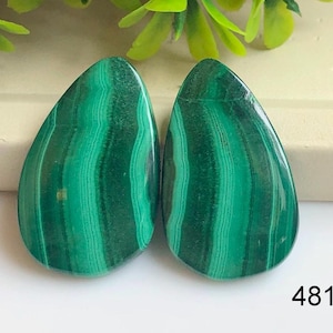 Paire de cabochons de malachite de qualité AAA, paire de pierres précieuses de malachite naturelle, boucle d'oreille en malachite pour la fabrication de bijoux, bricolage, pierres précieuses en vrac,