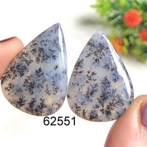 Par de pendientes de ópalo dendrita, piedra preciosa semipreciosa natural de 28 x 20 x 5 mm, atractivos pendientes de ópalo dendrita, joyería de regalo.