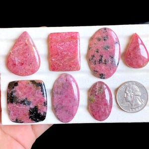Geselecteerde rhodoniet cabochon, natuurlijke halfedelsteen voor het maken van sieraden, rhodoniet designer handgemaakte sieraden LOT-37