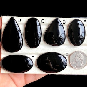 Cabochon en onyx noir sélectionné, pierre semi-précieuse naturelle pour la fabrication de bijoux, pendentifs en fil d'onyx noir LOT-76